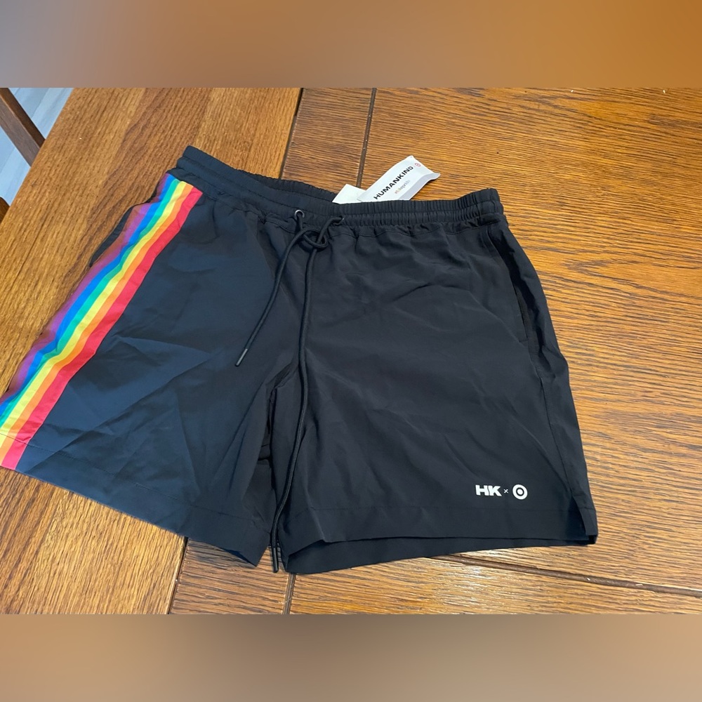 Humankind Black Athletic Shorts with Subtle White Logo